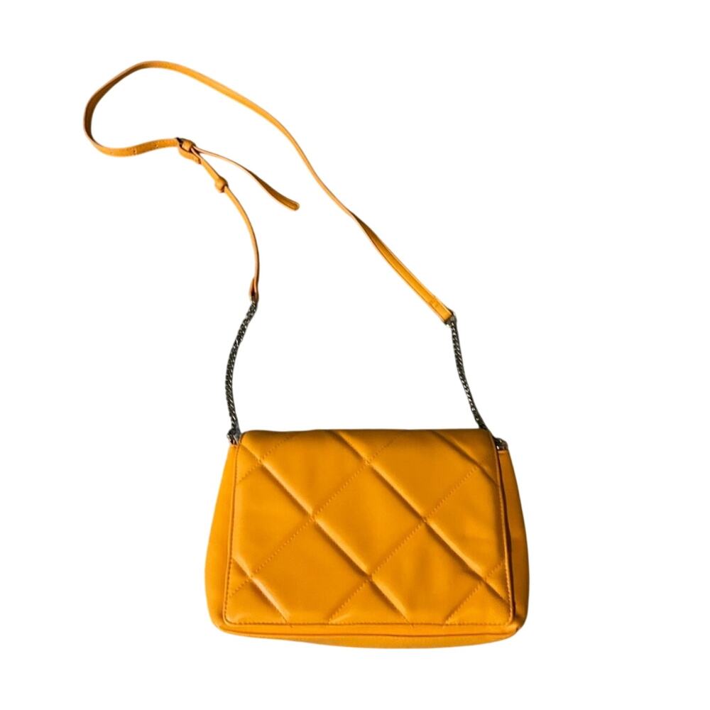 Faux‎ leather orange quilted Crossbody Bag EUC